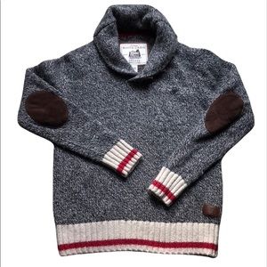 Roots Cozy Wool Blend Cabin Sweater Roll Neck Medium EUC Elbow Patches